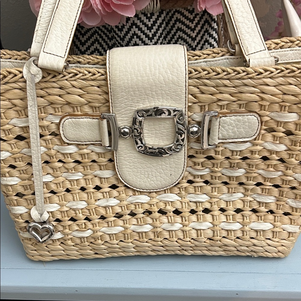 Brighton Cream and Tan Woven Tote - Picture 9 of 16
